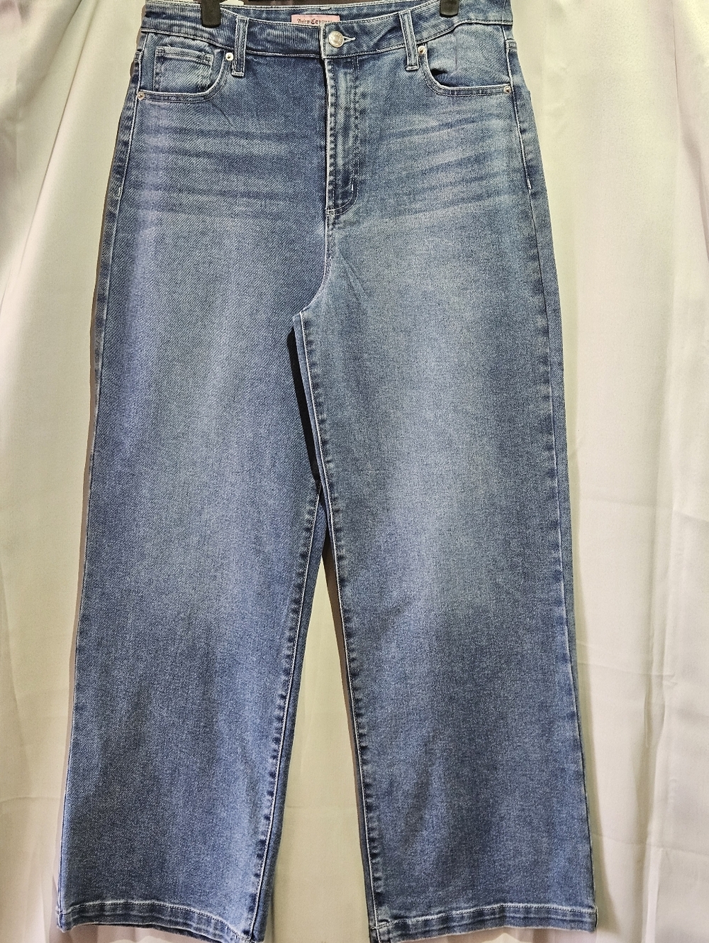 Juicy Couture Lunita High Rise Jeans Size 14 Stone Light Wash Wide Leg Denim EUC